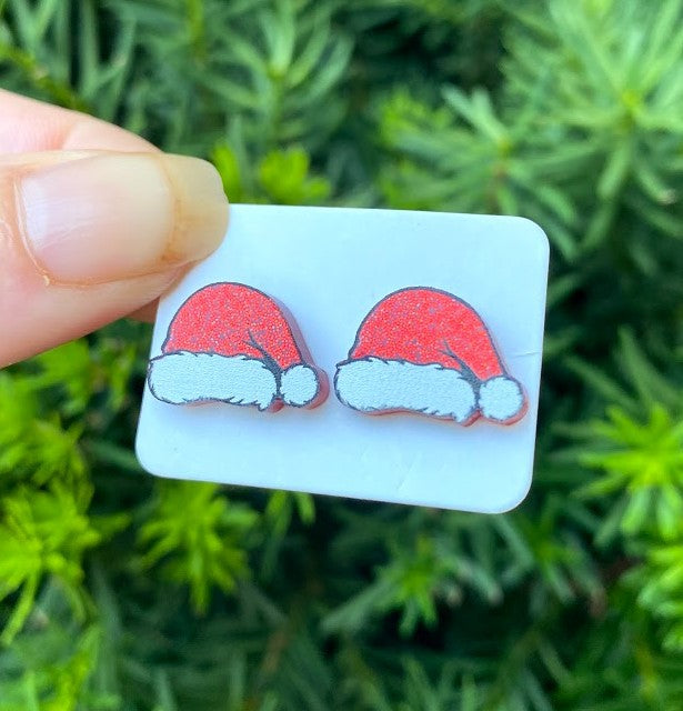 Santa hat stud earrings