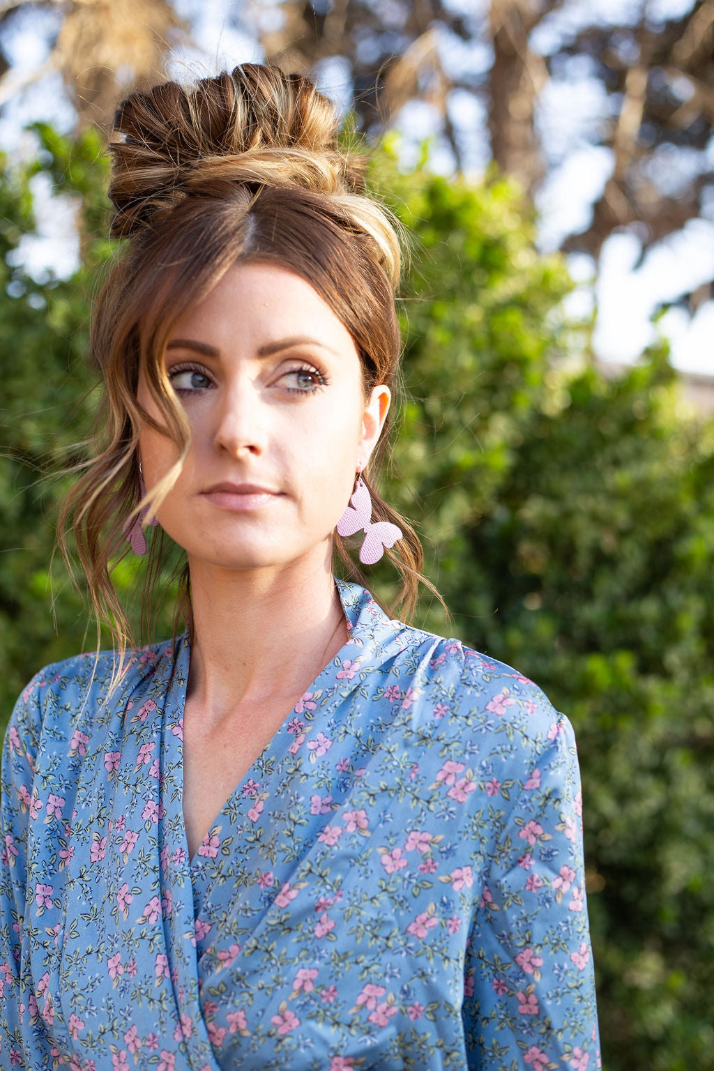 Lilac Butterfly Leather Earrings