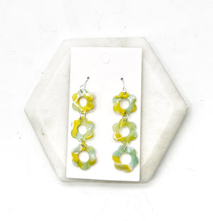 Yellow Green Blossom Trio Acrylic Earrings
