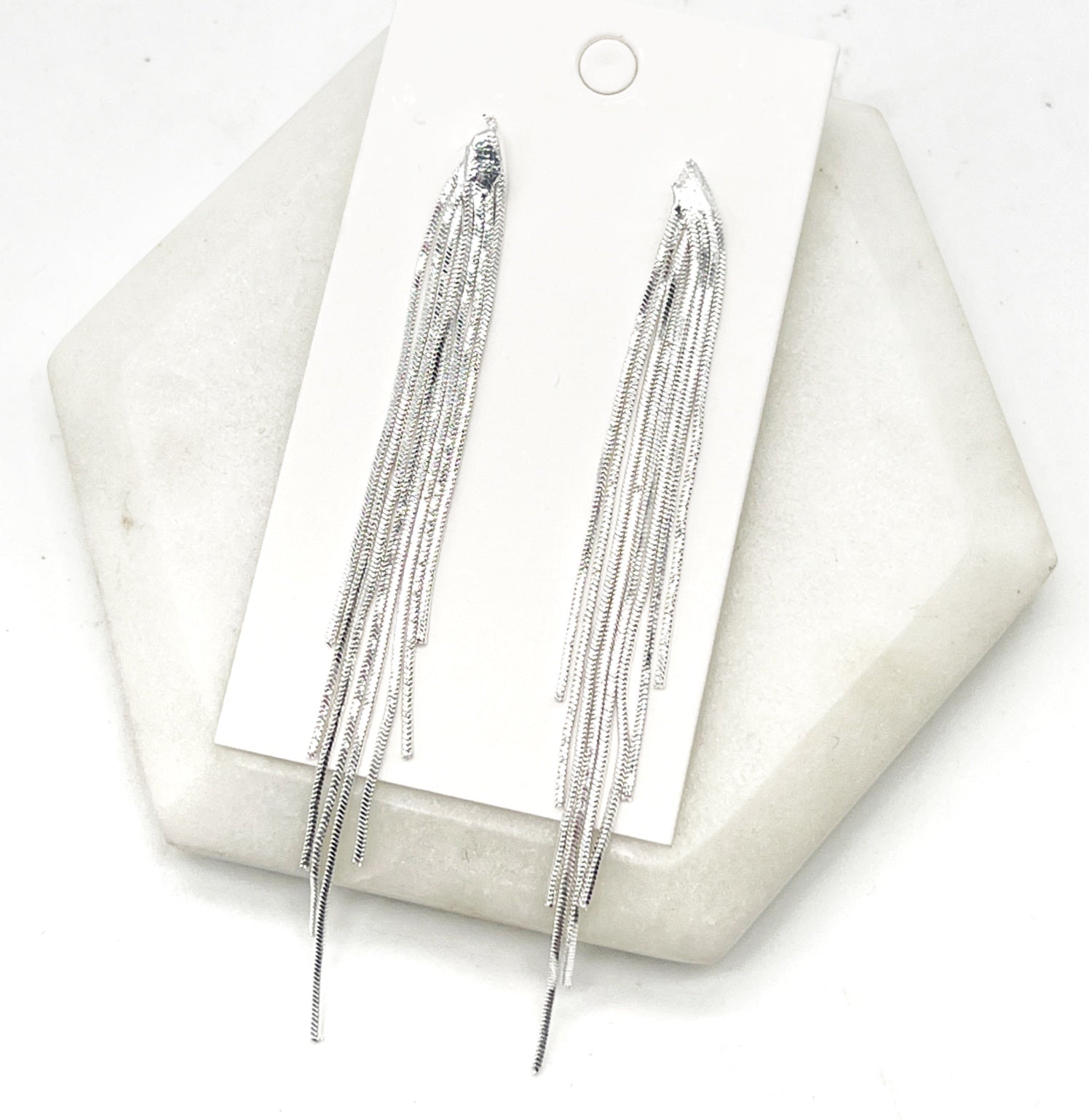 Silver Cascade Chain Earrings