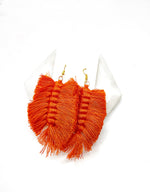 Burnt Orange Macrame Leaf Earrings