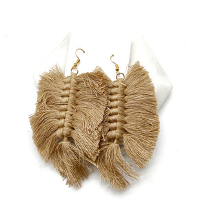 Brown Macrame Leaf Earrings