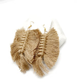 Brown Macrame Leaf Earrings