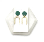 Green and Gold Arch Earrings