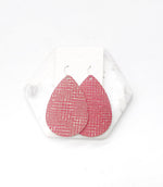 Cranberry Etched Teardrop Leather Earrings