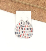 Coral and Navy Dotted Cork Bonded with Leather Teardrop