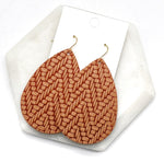 Camel Knit Leather Teardrop Earrings