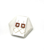 Wood Gold Rectangle Earrings