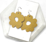 Mustard Yellow Blossom Leather Earrings