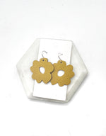 Mustard Yellow Blossom Leather Earrings