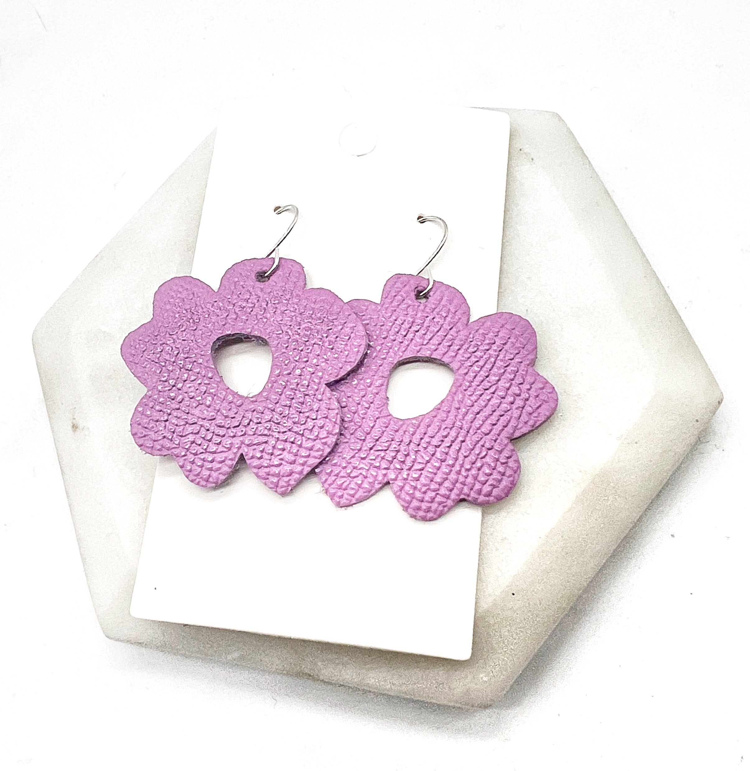 Lavender Blossom Leather Earrings