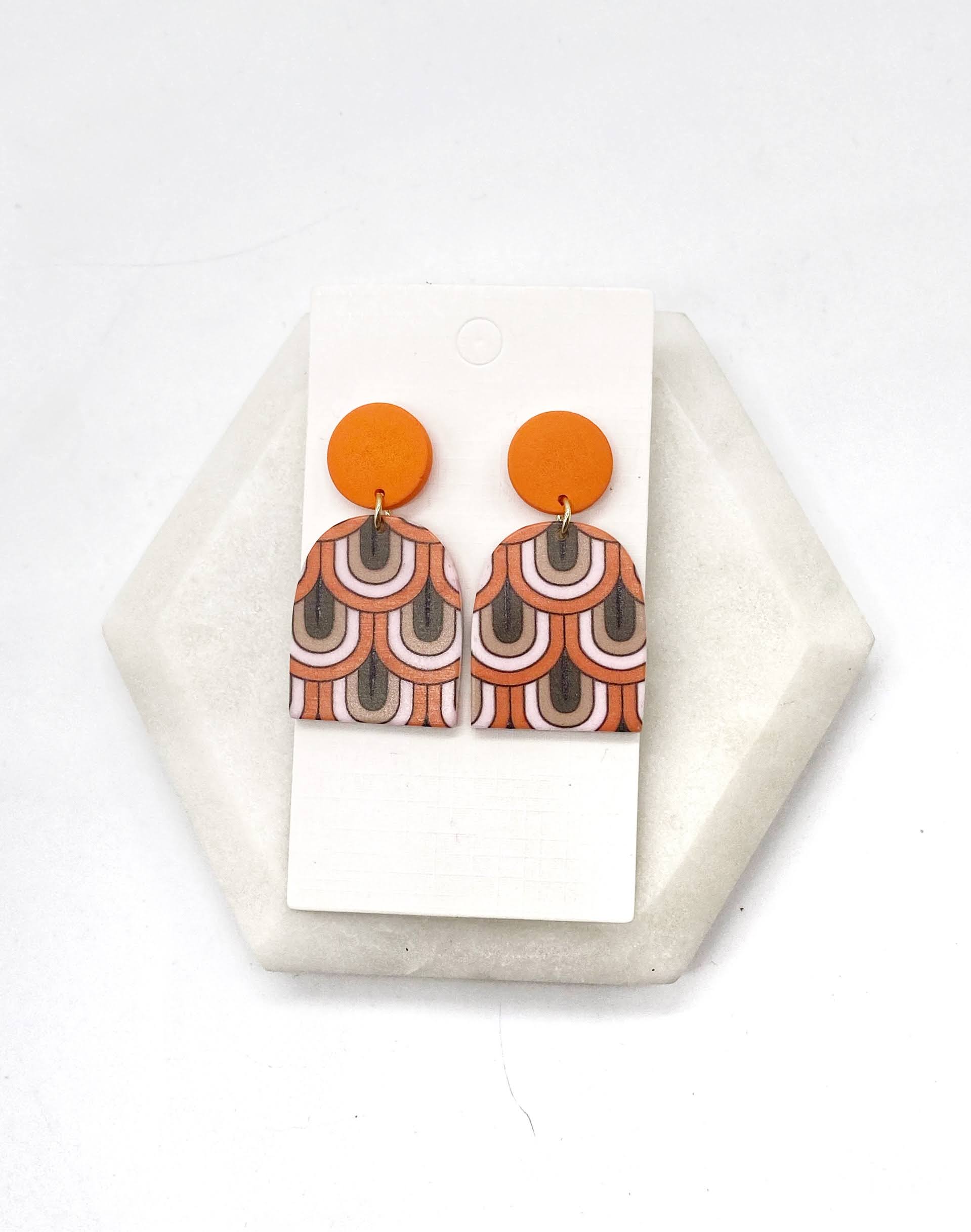 Orange Retro Harlow Acrylic Earrings