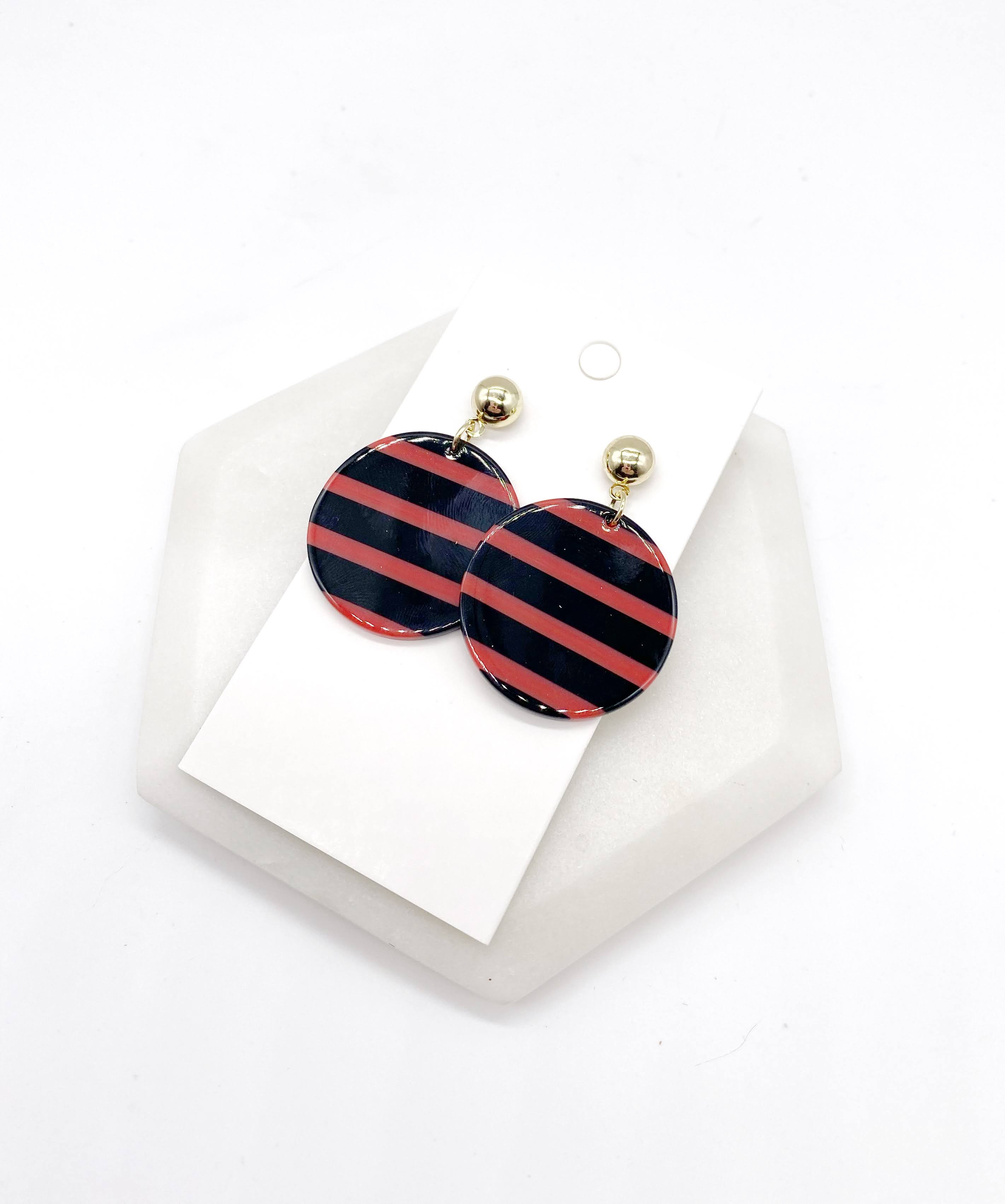 Red and Navy/Black Striped Acrylic Disc
