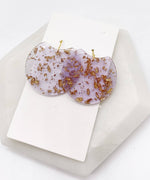 Lilac Gold Crescent Acrylic Earrings