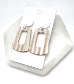 White Wood Striped Belle Earrings