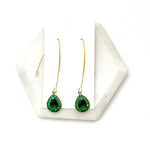Emerald Green Teardrop Gem Earrings