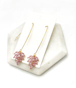 Pink Flourish Gem Long Earrings