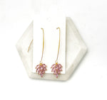 Pink Flourish Gem Long Earrings