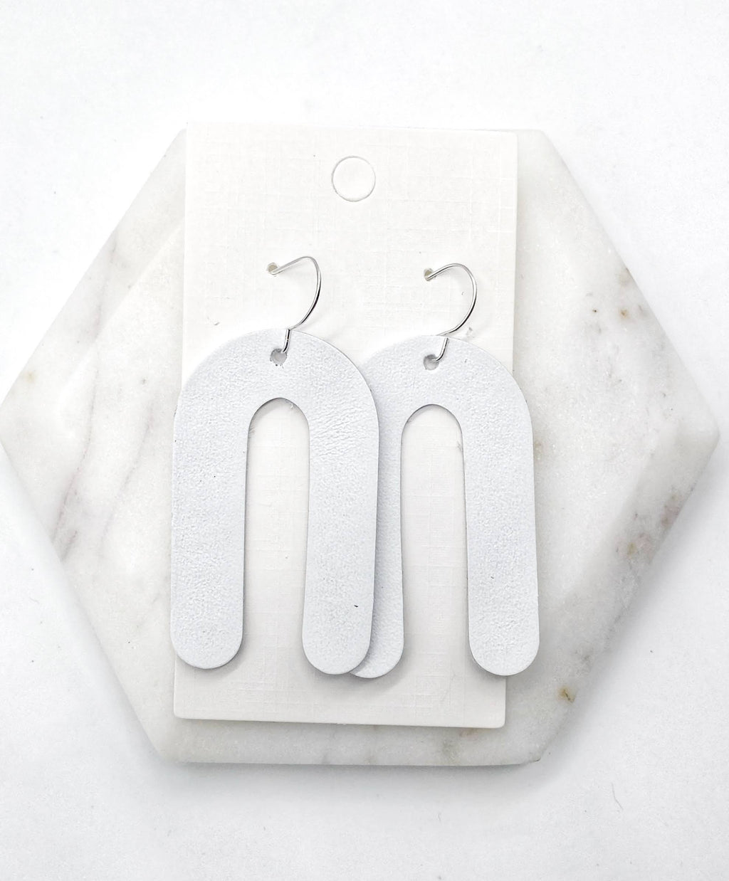 White Rounded Arch Earrings