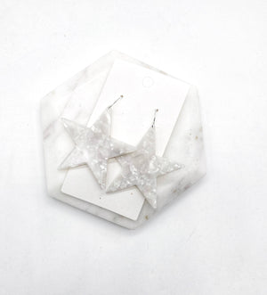 Ivory Acrylic Star Earrings