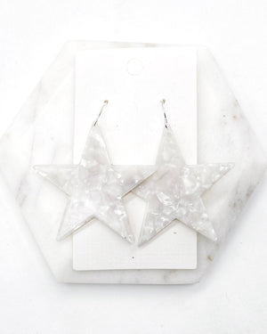 Ivory Acrylic Star Earrings