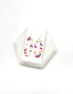 Confetti Oval Acrylic Earrings