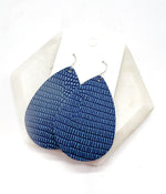 Navy Blue Snakeskin Leather Earrings