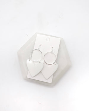 White Heart Acrylic Earrings