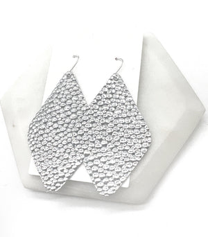 Silver Bubble Leather Diamond Earrings