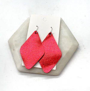 Red Leather Diamond Earrings