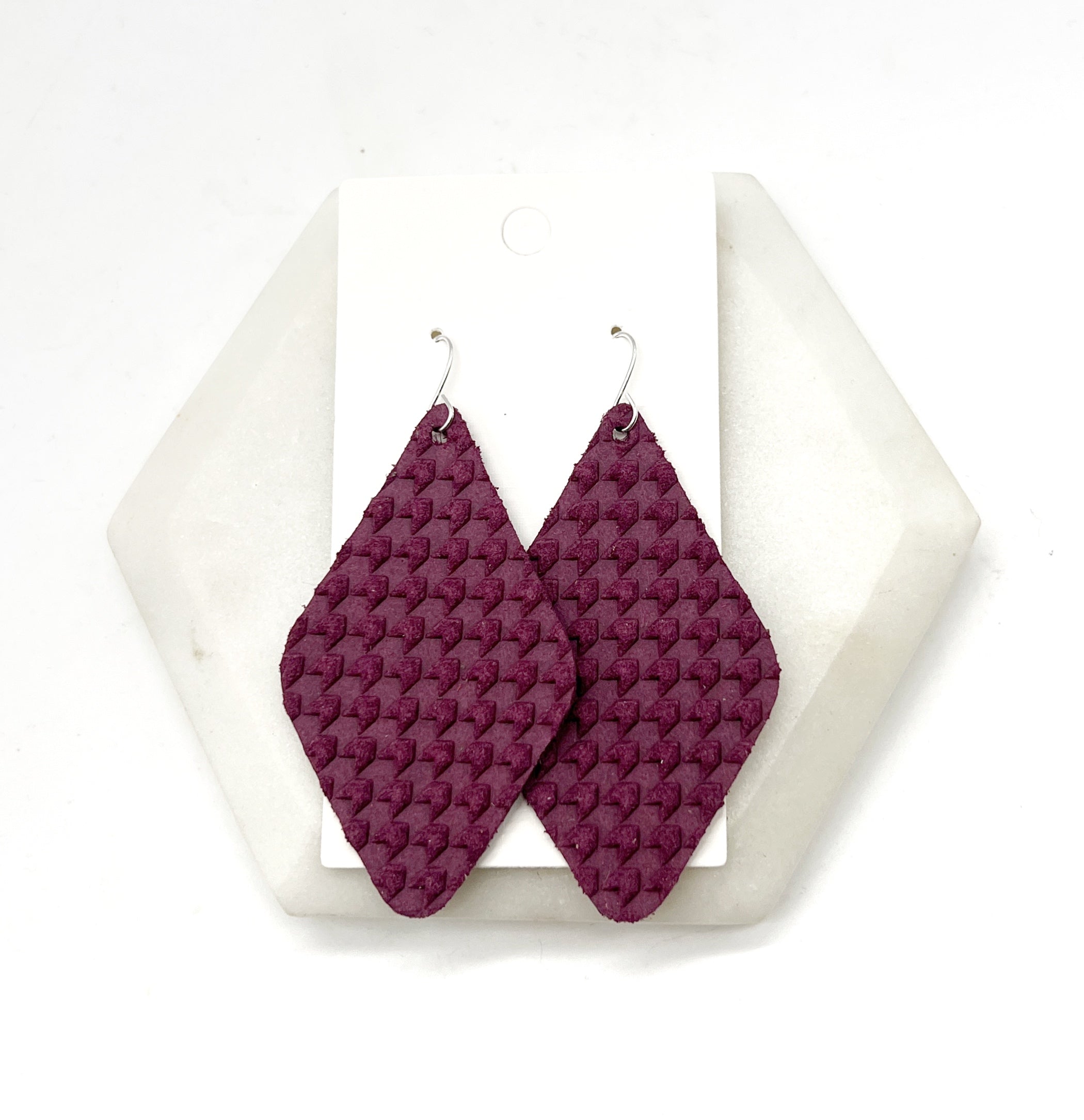 Mulberry Embossed Leather Diamond Earring