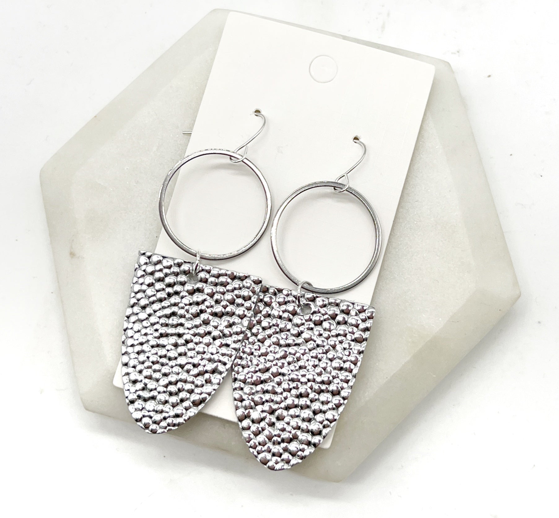 Silver Bubble Adele Leather Earrings