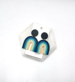 Navy Blue Rainbow Acrylic Earrings