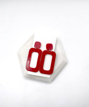 Red Rectangle Cutout Acrylic Earrings