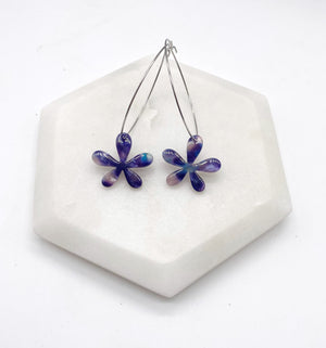 Purple Blossom Hoop Earrings