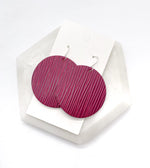 Dark Fuchsia Leather Disc Earrings