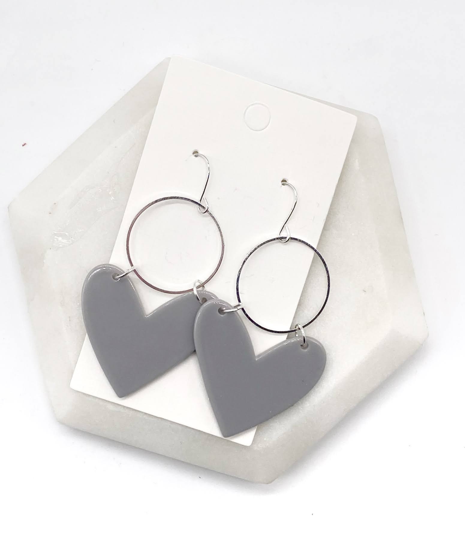 Grey Heart Acrylic Earrings