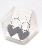 Grey Heart Acrylic Earrings