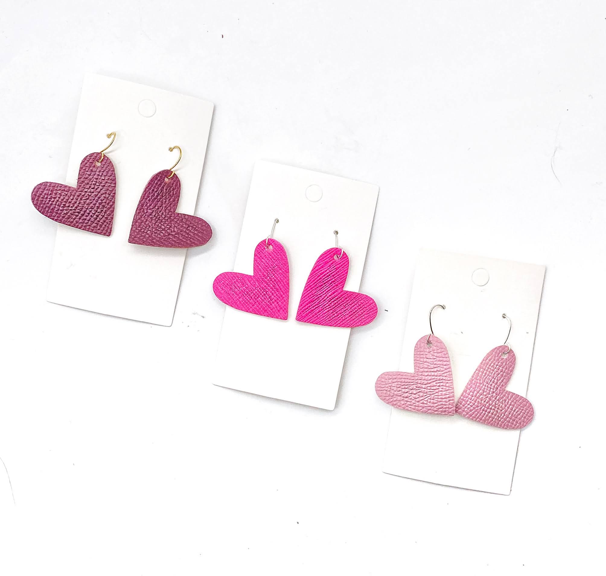 Blush Pink Heart Leather Earrings