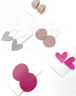 Dark Fuchsia Leather Disc Earrings