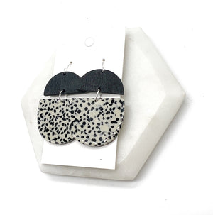 Spotted Acrylic and Wood Deco Earrings