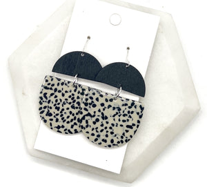 Spotted Acrylic and Wood Deco Earrings