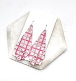 Pink Plaid The Em Cork Bonded to Leather Earrings