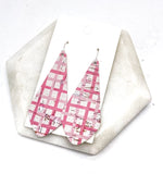 Pink Plaid The Em Cork Bonded to Leather Earrings