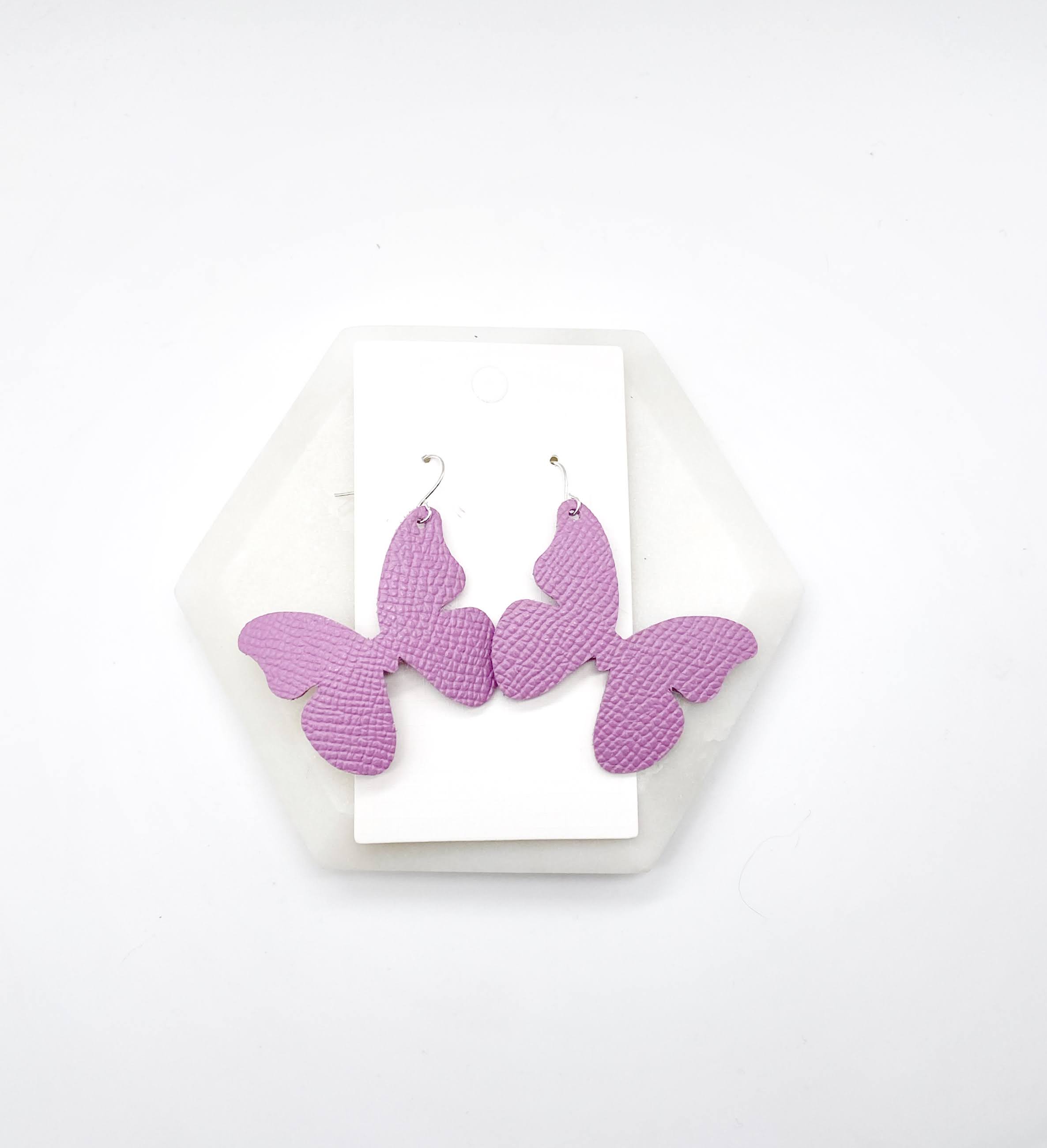 Lilac Butterfly Leather Earrings