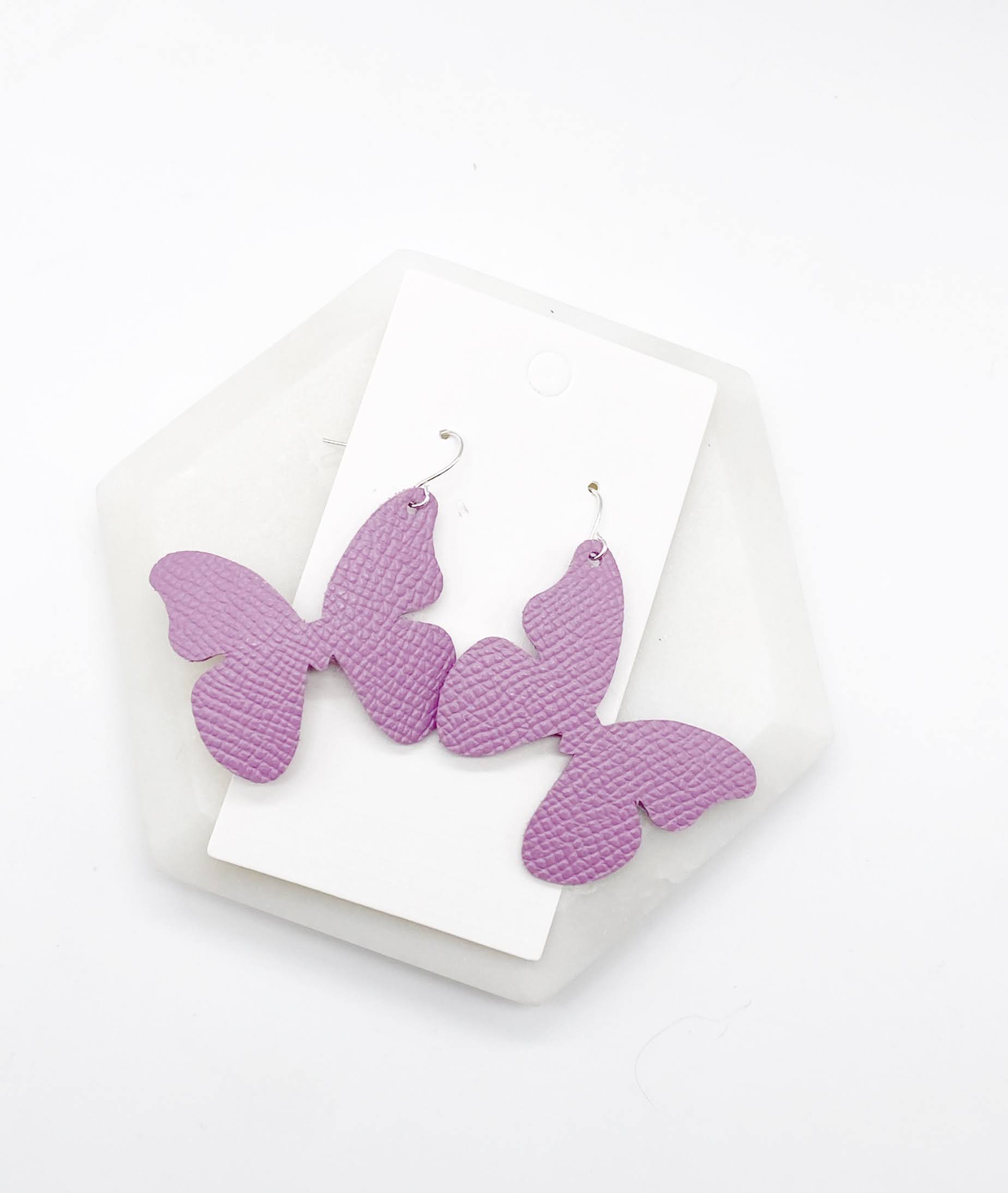 Lilac Butterfly Leather Earrings
