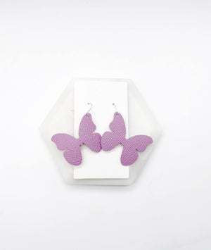 Lilac Butterfly Leather Earrings