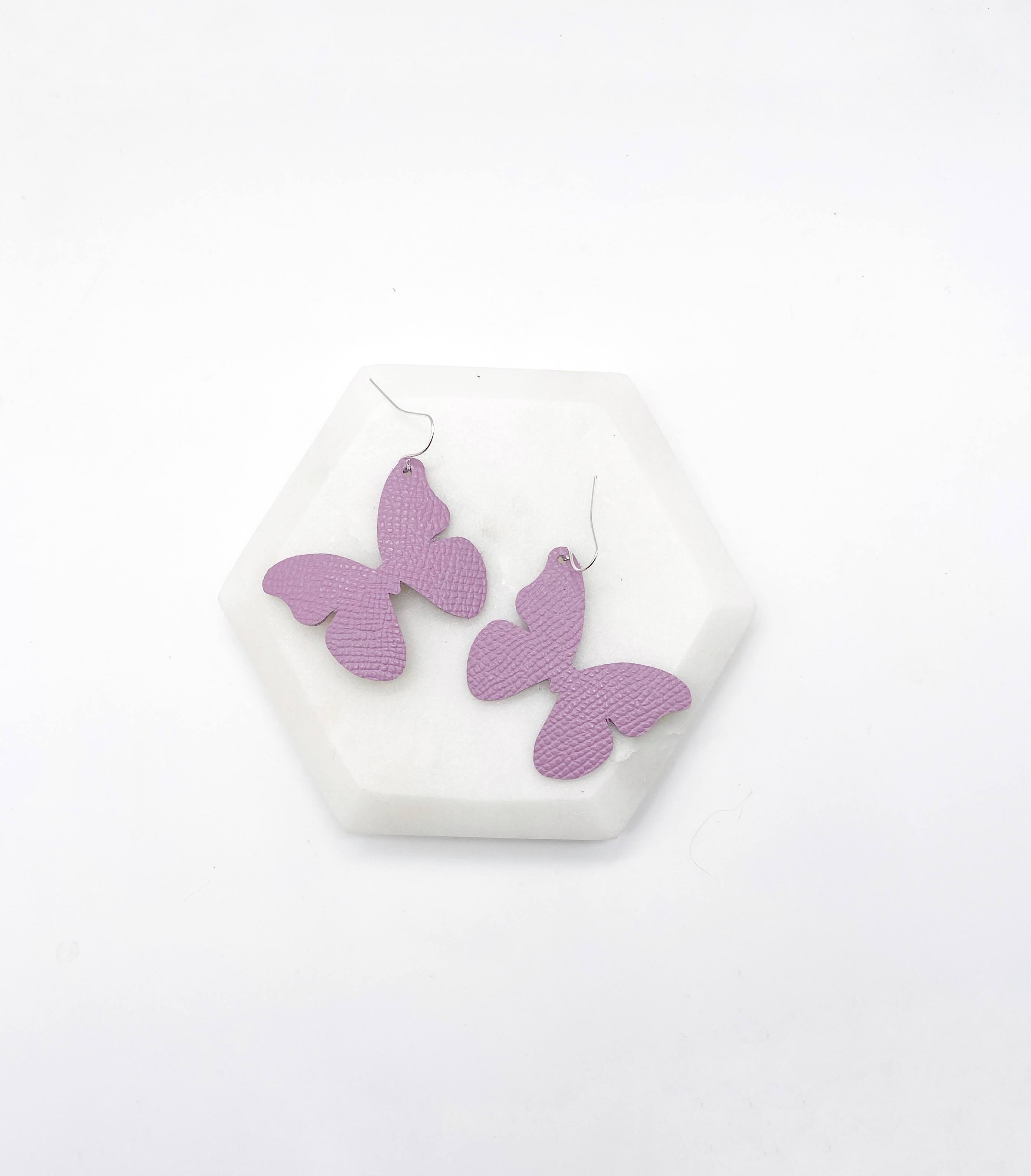 Lilac Butterfly Leather Earrings