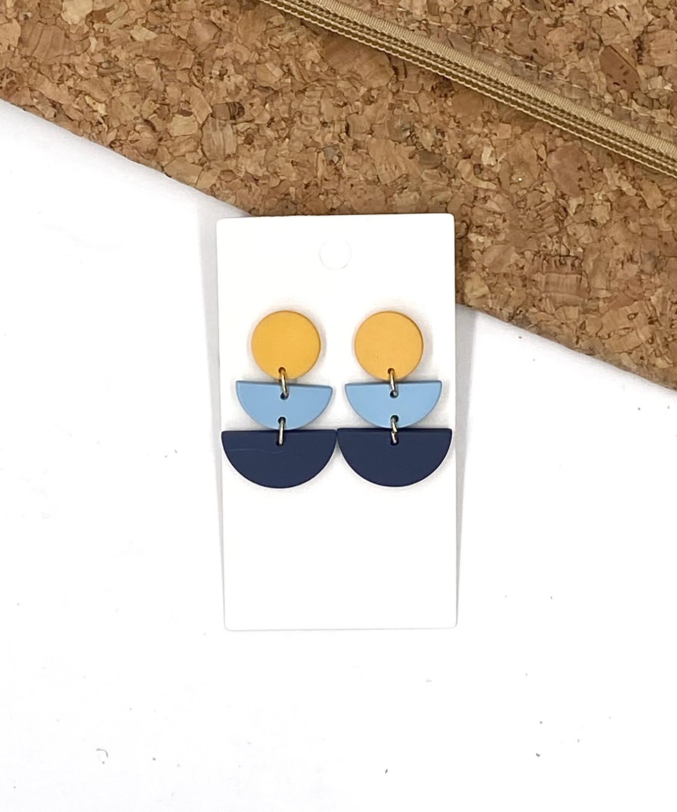 Blue Yellow Luna Acrylic Earrings