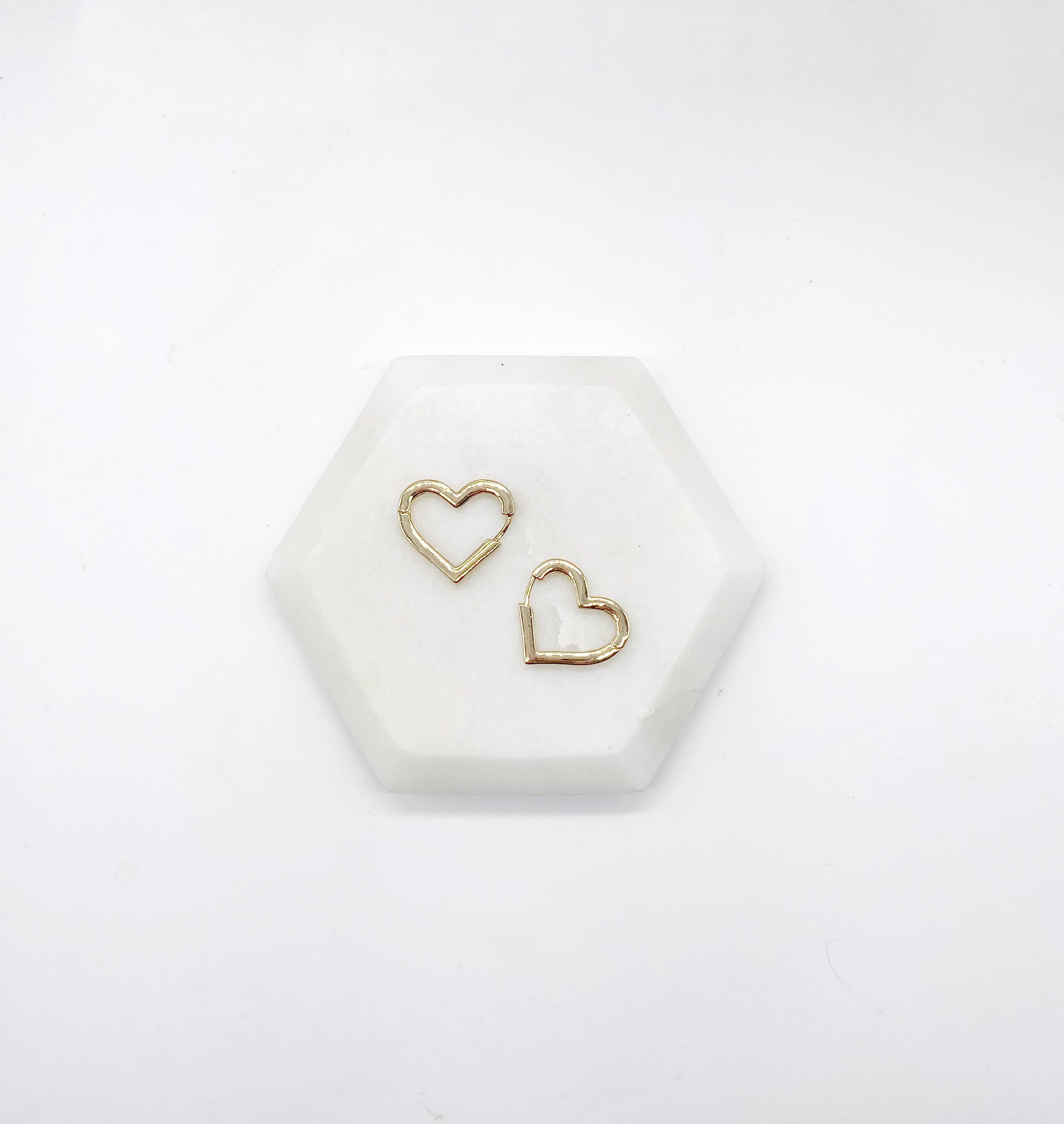 Gold Heart Statement Huggie Earrings